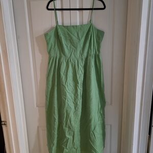 H&M Light Green Spaghetti Strap Midi Dress